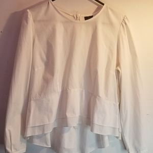 White long sleeve blouse size medium with zipper back flare bottom